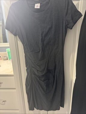 CAbi Women's Dark Heather Gray Crewneck Tshirt dress sz S EUC